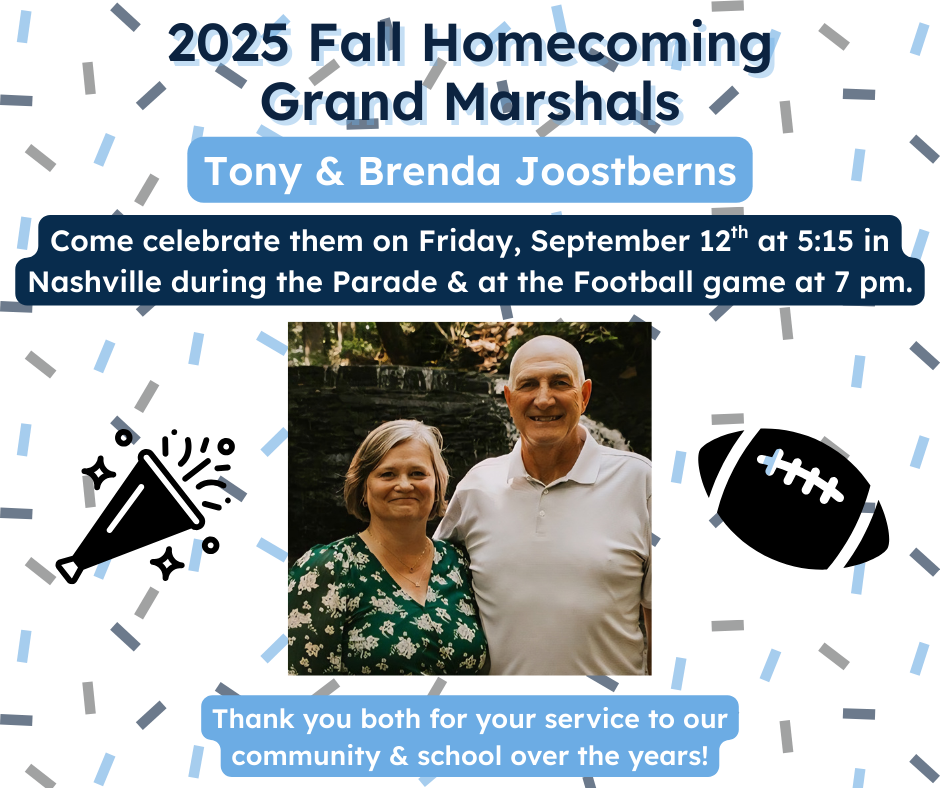 2025 Fall Homecoming Grand Marshals. Tony & Brenda Joostberns.